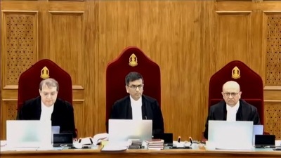 A bench comprising Chief Justice of India (CJI) D.Y. Chandrachud, Justice J.B. Pardiwala and Justice Manoj Misra during hearing on suo moto case related to the sexual assault and murder of a postgraduate trainee doctor in Kolkata. (PTI) A bench comprising Chief Justice of India (CJI) D.Y. Chandrachud, Justice J.B. Pardiwala and Justice Manoj Misra during hearing on suo moto case related to the sexual assault and murder of a postgraduate trainee doctor in Kolkata. (PTI)