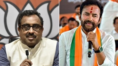 Ram Madhav (left) and G Kishan Reddy will be poll in-charges for the Jammu and Kashmir elections Ram Madhav (left) and G Kishan Reddy will be poll in-charges for the Jammu and Kashmir elections
