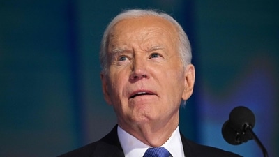 US President Joe Biden speaks on stage on the first day of the Democratic National Convention (DNC) at the United Center in Chicago, Illinois, on August 19, 2024. (AFP) US President Joe Biden speaks on stage on the first day of the Democratic National Convention (DNC) at the United Center in Chicago, Illinois, on August 19, 2024. (AFP)