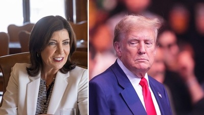 Kathy Hochul calls Donald Trump a "felon" at DNC. (Pablo Esparza/AP Content Services for OGS, Joe Camporeale-USA TODAY Sports) Kathy Hochul calls Donald Trump a "felon" at DNC. (Pablo Esparza/AP Content Services for OGS, Joe Camporeale-USA TODAY Sports)