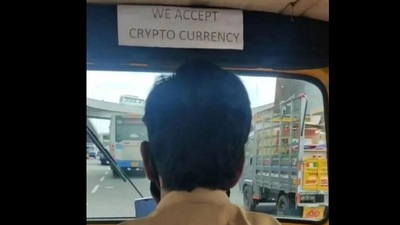 Snapshot of the auto driver in Bengaluru who was seen accepting cryptocurrency.