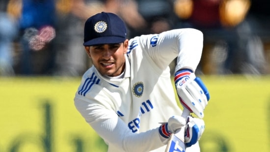 India's Shubman Gill plays a shot during the second day of the fifth Test cricket match between India and England at the Himachal Pradesh Cricket Association Stadium in Dharamsala on March 8, 2024(AFP) India's Shubman Gill plays a shot during the second day of the fifth Test cricket match between India and England at the Himachal Pradesh Cricket Association Stadium in Dharamsala on March 8, 2024(AFP)