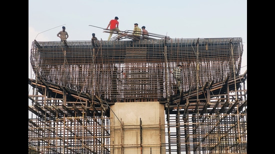 Construction work on the Delhi-Katra Expressway underway. (ANI)