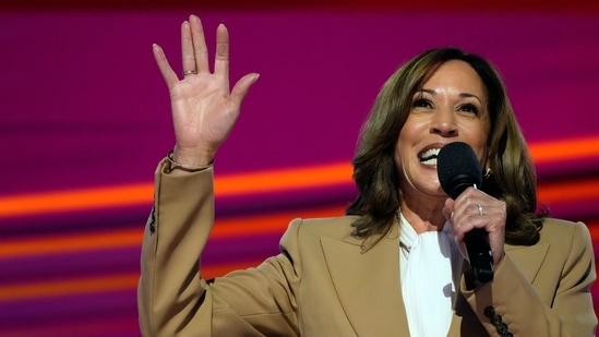 Democratic presidential candidate and Vice President Kamala Harris speaks on the first day of the Democratic National Convention, Monday, Aug. 19, 2024, in Chicago. (AP Photo/Jacquelyn Martin)(AP)