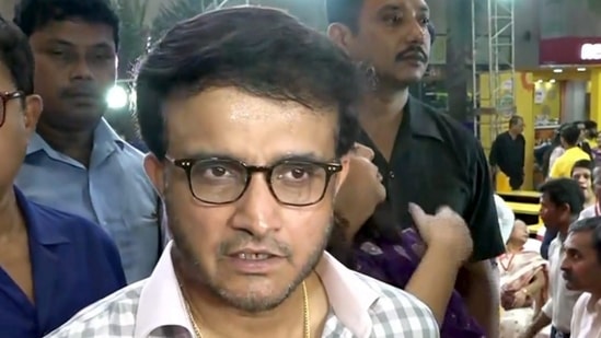 Former BCCI president Sourav Ganguly speaks with the media.(PTI)