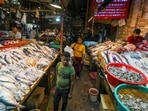 A view of the Fish Market at CR Park in New Delhi, on Wednesday. (Sanchit Khanna/HT Photo) A view of the Fish Market at CR Park in New Delhi, on Wednesday. (Sanchit Khanna/HT Photo)