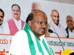 Union minister HD Kumaraswamy holds press conference on Tuesday. 