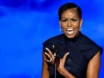 Former US First Lady Michelle Obama speaks during the Democratic National Convention (DNC) at the United Center in Chicago, Illinois, US, on Tuesday, Aug. 20, 2024. Former US First Lady Michelle Obama speaks during the Democratic National Convention (DNC) at the United Center in Chicago, Illinois, US, on Tuesday, Aug. 20, 2024.