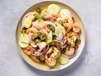 This image shows a recipe for drunken shrimp with tequila (Camarones Borrachos). (AP) This image shows a recipe for drunken shrimp with tequila (Camarones Borrachos). (AP)