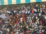  People block railway tracks to protest against the alleged sexual abuse of two girls at a school at Badlapur railway station in Thane on Tuesday.