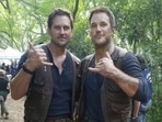 Stuntman Tony McFarr and Chris Pratt on the set of Jurassic World.(Instagram) Stuntman Tony McFarr and Chris Pratt on the set of Jurassic World.(Instagram)