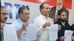 Apni Party general secretary Rafi Mir along with other senior leaders releases the party’s manifesto in Srinagar on Wednesday. (X) Apni Party general secretary Rafi Mir along with other senior leaders releases the party’s manifesto in Srinagar on Wednesday. (X)