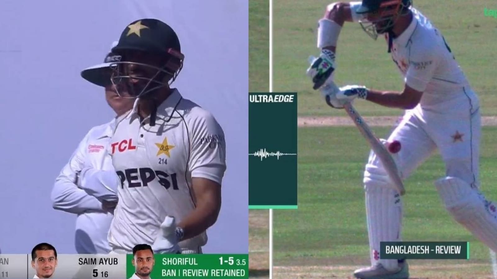 Shan Masood argues aggressively with umpire after dismissal vs Bangladesh as Michael Gough savaged for ‘pathetic call’