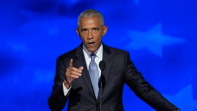Former President Barack Obama speaking at the Democratic National Convention Tuesday, Aug. 20, 2024, in Chicago. (AP) Former President Barack Obama speaking at the Democratic National Convention Tuesday, Aug. 20, 2024, in Chicago. (AP)