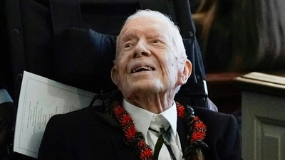 Former US President Jimmy Carter told his son Chip, “I'm only trying to make it to vote for Kamala Harris,” as per his grandson Jason, who spoke to the Atlanta-Journal Constitution. (AFP) Former US President Jimmy Carter told his son Chip, “I'm only trying to make it to vote for Kamala Harris,” as per his grandson Jason, who spoke to the Atlanta-Journal Constitution. (AFP)