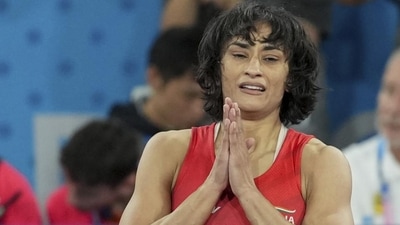 File image of wrestler Vinesh Phogat at the 2024 Summer Olympics, in Paris. (PTI) File image of wrestler Vinesh Phogat at the 2024 Summer Olympics, in Paris. (PTI)