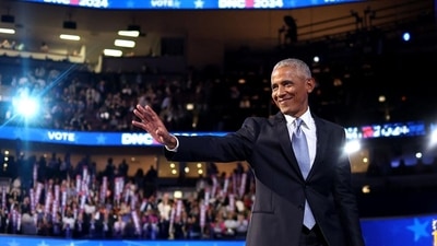 Former US President Barack Obama on the second day of the Democratic National Convention in Chicago. (AFP) Former US President Barack Obama on the second day of the Democratic National Convention in Chicago. (AFP)