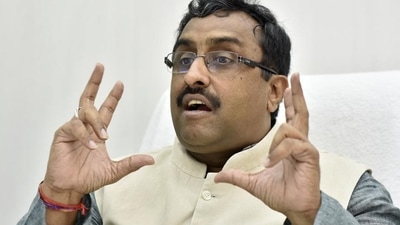 New Delhi, India - Aug. 29, 2016: National General Secretary of the Bharatiya Janata Party Ram Madhav talks to HT at his Hailey Road office in New Delhi, India, on Monday, August 29, 2016. (Photo by Saumya Khandelwal/ Hindustan Times) (Saumya Khandelwal/HT PHOTO)