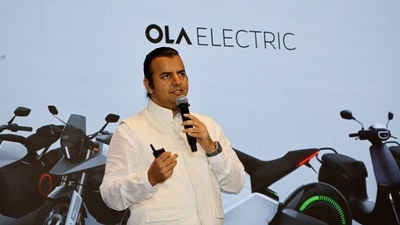 Bhavish Aggarwal, CEO of Ola Cabs, and founder of Ola Electric, speaks during a press conference ahead of the company's IPO launch in Mumbai. (Reuters)
