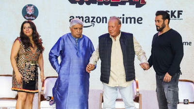 Javed Akhtar, Salim Khan, Salman Khan and Zoya Akhtar at the trailer launch of Angry Young Men in Mumbai (PTI Photo) (PTI08_13_2024_000220B) *** Local Caption *** (PTI) Javed Akhtar, Salim Khan, Salman Khan and Zoya Akhtar at the trailer launch of Angry Young Men in Mumbai (PTI Photo) (PTI08_13_2024_000220B) *** Local Caption *** (PTI)