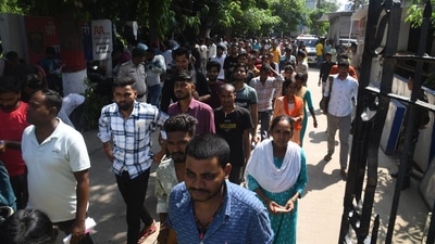 Day 4 of exam concluded at 2 pm, appeared candidates at exam centre (Santosh Kumar ) Day 4 of exam concluded at 2 pm, appeared candidates at exam centre (Santosh Kumar )