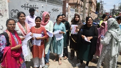The examination which was previously scheduled for August 26 has been rescheduled to August 27 in view of Janmastami celebrations. Exam city slips for the new date has been issued. (Photo by Santosh Kumar)