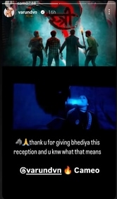 A screenshot of Varun Dhawan's Instagram story A screenshot of Varun Dhawan's Instagram story