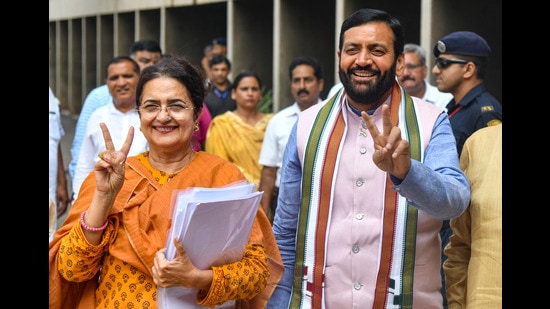 Former Congress leader Kiran Choudhry, the daughter-in-law of former chief minister Bansi Lal, is set to get elected unopposed to the Rajya Sabha from Haryana as nominee of the ruling Bharatiya Janata Party (BJP) after no other candidate entered the fray on Wednesday, the last day for filing the nomination. (PTI)