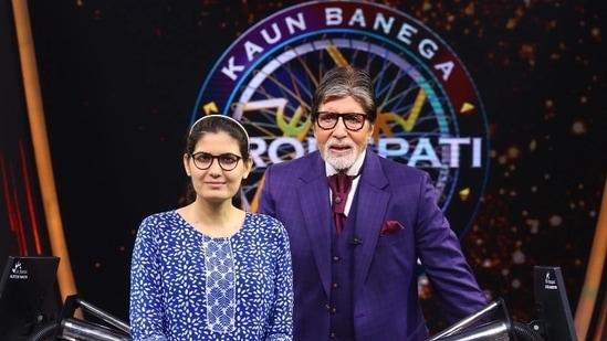 Nareshi Meena with Amitabh Bachchan in Kaun Banega Crorepati.