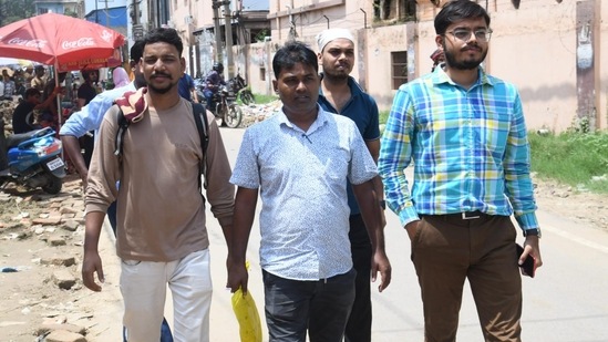 During the first shift, candidates appeared for English, Japanese, Performing Arts and Electronics papers(Photo by Santosh Kumar)