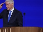 Former U.S. President Bill Clinton gestures onstage on Day 3 of the Democratic National Convention (DNC) at the United Center, in Chicago, Illinois, U.S., August 21, 2024. REUTERS/Mike Segar
