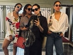 Malaika Arora, Amrita Arora, Karisma Kapoor and Kareena Kapoor pose for a photo. 