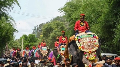 Karnataka's famous Dasara festivities begin with 'Gajapayan' of 9 elephants to Mysuru