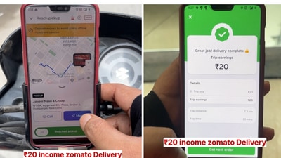 The image shows a man who shared what he had to do to earn  ₹20 as a Zomato delivery executive. (Instagram/@munna_kumarguddu)