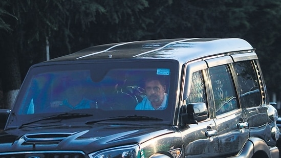 Congress leader Rahul Gandhi arrives in Srinagar on a two-day visit to Jammu and Kashmir. (Waseem Andrabi/HT)