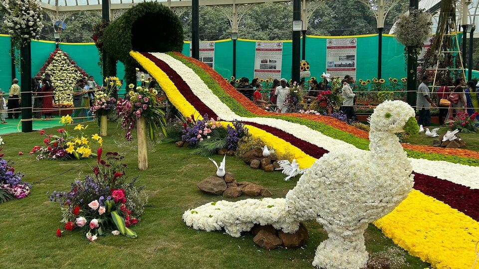 Lal Bagh Flower Show ಲಾಲ್‍ಬಾಗ್ ಫಲಪುಷ್ಪ ಪ್ರದರ್ಶನದಲ್ಲಿ ಹೂಗಳ ಚಿತ್ತಾರ