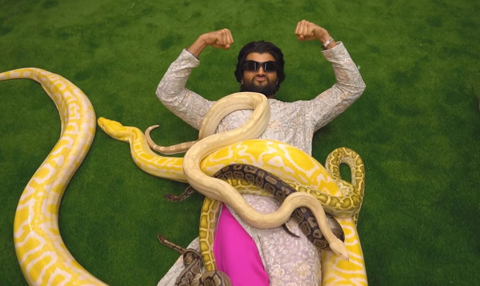 ಭಾರೀ ಗಾತ್ರದ ಹಾವುಗಳೊಂದಿಗೆ ವಿಜಯ್‌ ದೇವರಕೊಂಡ