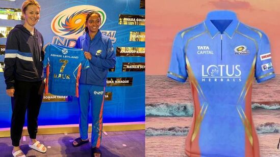 mumbai indians jersey WPL : ಹರ್ಮನ್‌ಪ್ರೀತ್ ಕೌರ್ ನಾಯಕತ್ವದಲ್ಲಿ ಮುಂಬೈ ಇಂಡಿಯನ್ಸ್ ವನಿತೆಯರ ತಂಡದ ಜೆರ್ಸಿ ಪುರುಷರ ತಂಡದ ಜೆರ್ಸಿಗಿಂತ ಸ್ವಲ್ಪ ಭಿನ್ನವಾಗಿದೆ. ಮಹಿಳಾ ತಂಡದ ಜೆರ್ಸಿ ನೀಲಿ ಬಣ್ಣದ್ದಾಗಿದೆ. ಇದೇ ವೇಳೆ ಅದರ ಎರಡೂ ಬದಿಗಳಲ್ಲಿ ಕಿತ್ತಳೆ ಬಣ್ಣದ ಪಟ್ಟೆಗಳಿವೆ. ಇದರಿಂದ ಜೆರ್ಸಿ ತುಂಬಾ ಆಕರ್ಷಕವಾಗಿ ಕಾಣುತ್ತದೆ.