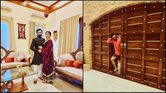 9. ರವೀಂದ್ರ ಜಡೇಜಾ: ಜಾಮ್​​ನಗರದ ಜಡ್ಡು, 4 ಅಂತಸ್ತಿನ ಬಂಗಲೆಯಲ್ಲಿ ವಾಸಿಸುತ್ತಿದ್ದಾರೆ. ರಾಜಮನೆತನದ ವೈಭವದಿಂದ ಕೂಡಿರುವ ಈ ಮನೆಯಲ್ಲಿ ವಿಂಟೇಜ್​ ಉಪಕರಣಗಳೇ ಹೆಚ್ಚು. ಮನೆಯಲ್ಲಿರುವ ಪ್ರತಿಯೊಂದು ವಸ್ತುವೂ ಅತ್ಯಂತ ದುಬಾರಿ ಬೆಲೆಯದ್ದೇ ಆಗಿವೆ ಎಂಬುದು ವಿಶೇಷ. ರಾಜನ ಅರಮನೆಯ ನೋಟ ಬೀರುವ ಈ ಬಂಗಲೆಯ ವೆಚ್ಚು ಸುಮಾರು 10 ಕೋಟಿ ಎಂದು ಅಂದಾಜು ಮಾಡಲಾಗಿದೆ. ವಿಶೇಷವಾಗಿ ಅವರ ಮನೆಯ ಬಾಗಿಲು ಪ್ರಮುಖ ಆಕರ್ಷಣೆ.