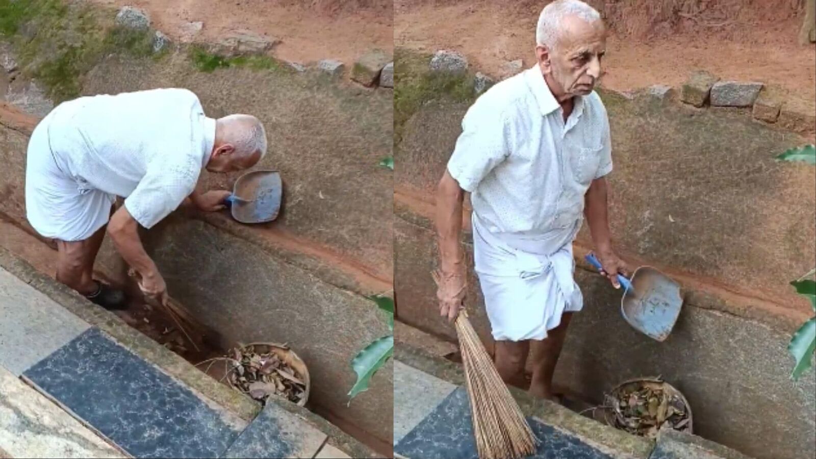 ಬೆಂಗಳೂರು: ಪ್ರತಿದಿನ ಮನೆಯ ಬೀದಿ ಗುಡಿಸಿ ಸ್ವಚ್ಛಗೊಳಿಸುವ 83 ವರ್ಷದ ತಾತ; ಬಿಬಿಎಂಪಿಗೆ ತ್ಯಾಜ್ಯ ನಿರ್ವಹಣೆಯ ಪಾಠ