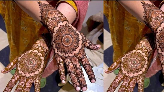 ಈ ಮಾದರಿಯು ಕೈಗಳ ಹಿಂಭಾಗಕ್ಕೆ ಹಚ್ಚಲು ಸೂಕ್ತವಾಗಿದೆ. ಇದರಲ್ಲಿ ಹೂವಿನ ವಿನ್ಯಾಸ, ಛಾಯೆಗಳು ಮತ್ತು ಮಂಡಲ ವಿನ್ಯಾಸವನ್ನು ಬಳಸಿಕೊಂಡು ಬಹಳ ಸುಂದರವಾದ ಮಾದರಿಯನ್ನು ರಚಿಸಲಾಗಿದೆ. ಈ ರೀತಿಯ ವಿನ್ಯಾಸದ ವಿಶೇಷತೆಯೆಂದರೆ, ರಚಿಸಿದ ನಂತರ, ಅದರ ಬಣ್ಣವು ತುಂಬಾ ಗಾಢವಾಗುತ್ತದೆ ಮತ್ತು ಅದು ತುಂಬಾ ಸುಂದರವಾಗಿ ಕಾಣುತ್ತದೆ. ಈ ಮಾದರಿಯು ಕೈಗಳ ಹಿಂಭಾಗಕ್ಕೆ ಹಚ್ಚಲು ಸೂಕ್ತವಾಗಿದೆ. ಇದರಲ್ಲಿ ಹೂವಿನ ವಿನ್ಯಾಸ, ಛಾಯೆಗಳು ಮತ್ತು ಮಂಡಲ ವಿನ್ಯಾಸವನ್ನು ಬಳಸಿಕೊಂಡು ಬಹಳ ಸುಂದರವಾದ ಮಾದರಿಯನ್ನು ರಚಿಸಲಾಗಿದೆ. ಈ ರೀತಿಯ ವಿನ್ಯಾಸದ ವಿಶೇಷತೆಯೆಂದರೆ, ರಚಿಸಿದ ನಂತರ, ಅದರ ಬಣ್ಣವು ತುಂಬಾ ಗಾಢವಾಗುತ್ತದೆ ಮತ್ತು ಅದು ತುಂಬಾ ಸುಂದರವಾಗಿ ಕಾಣುತ್ತದೆ.