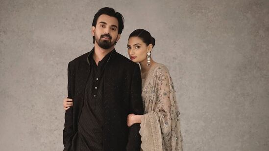 Athiya Shetty poses with her husband KL Rahul. Athiya Shetty poses with her husband KL Rahul.