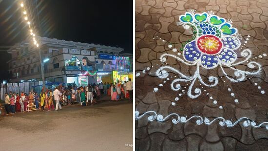 ದಾರಿಯುದ್ದಕ್ಕೂ ಅಲ್ಲಲ್ಲಿ ನೆಲ ಸಾರಿಸಿ ರಂಗೋಲಿ ಬಿಡಿಸಿ ದೇವರನ್ನು ಬರಮಾಡಿಕೊಂಡ ದೃಶ್ಯ ಭಕ್ತಿಭಾವನೆಯನ್ನು ಉದ್ದೀಪಿಸುವಂತೆ ಇತ್ತು.