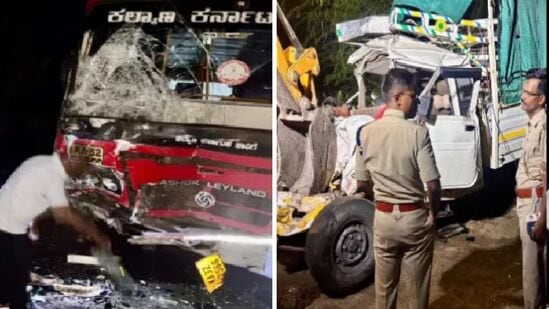 ಶಹಾಪುರ ಸಮೀಪ ಭೀಕರ ರಸ್ತೆ ಅಪಘಾತಕ್ಕೀಡಾದ ಕಲ್ಯಾಣ ಕರ್ನಾಟಕ ಸಾರಿಗೆ ಸಂಸ್ಥೆ ಬಸ್ ಮತ್ತು ಬೊಲೆರೋ ವಾಹನ. ಶಹಾಪುರ ಸಮೀಪ ಭೀಕರ ರಸ್ತೆ ಅಪಘಾತಕ್ಕೀಡಾದ ಕಲ್ಯಾಣ ಕರ್ನಾಟಕ ಸಾರಿಗೆ ಸಂಸ್ಥೆ ಬಸ್ ಮತ್ತು ಬೊಲೆರೋ ವಾಹನ.