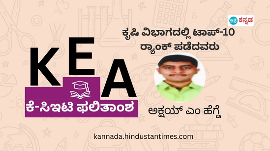 1. ಅಕ್ಷಯ್ ಎಂ ಹೆಗ್ಡೆ: ಕೃಷಿ ವಿಭಾಗದಲ್ಲಿ ರಾಜ್ಯಕ್ಕೆ ಪ್ರಥಮ ಸ್ಥಾನ ಪಡೆದಿರುವ ದಕ್ಷಿಣ ಕನ್ನಡ ಜಿಲ್ಲೆಯ ಮೂಡುಬಿದಿರೆಯ ಆಳ್ವಾಸ್​ ಪಿಯು ಕಾಲೇಜಿನ ಅಕ್ಷಯ್ ಶೇ 98.08 ಅಂಕ ಪಡೆದಿದ್ದಾರೆ.