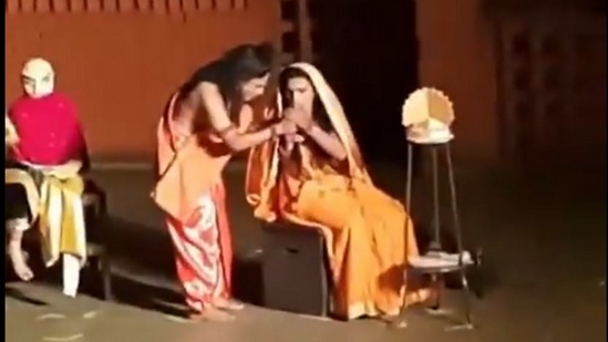 Actor playing the role of Sita seen smoking in the play.