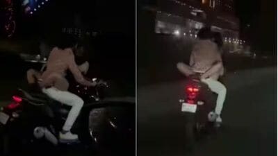 Ahmedabad Couple romancing on Bike