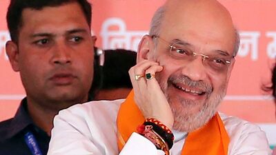 Union Home Minister and BJP leader Amit Shah at an election campaign rally.