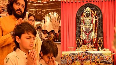 सध्या अनेकजण अयोध्येला जाताना दिसत आहेत. अयोध्येमध्ये प्रभू श्रीराम यांचे मंदिर उभारल्यानंतर सर्वसामान्यांपासून ते दिग्गजांपर्यंत जवळपास अनेकजण राम लल्लाचे दर्शन घेण्यासाठी पोहोचले आहेत. आता मराठमोळा अभिनेता रितेश देशमुख पत्नीसोबत या मंदिरात पोहोचला आहे.&nbsp;
