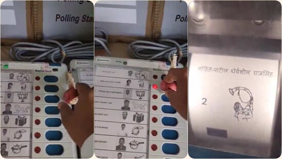EVM मशीनवर ठेवला कांदा अन् दाबलं तुतारीचं बटन